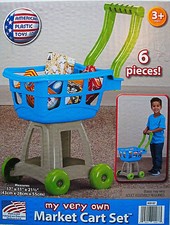AMERICAN PLASTIC TOYS,MY VERY OWN SHOPPING CART PLAYSET,W/ PLAY FOOD,KIDS 3 ,NEW