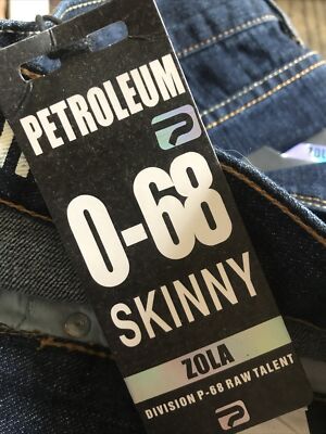 Petroleum Dark Blue Denim Zola Skinny Jeans New 36L Button Fly