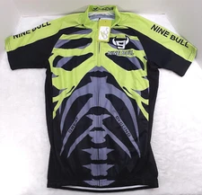 Nine Bull Cycling Shirt Mens Large Black Green Full Zip Bike Bicycle NWT New