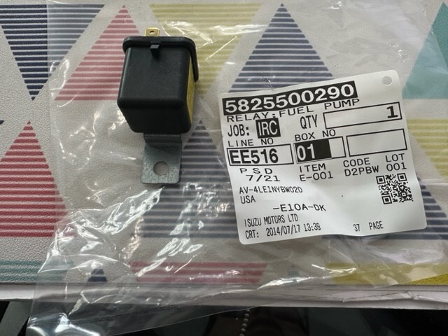 Isuzu Diesel Engine Fuel Pump Relay 5825500290, 5-82550-029