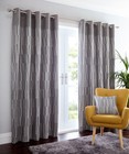 DETROIT CHARCOAL CURTAINS EYELET RING LINED GREY SLATE TEXTURED GEOMETRIC LINES