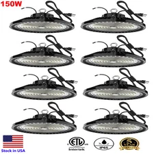 8Pack ETL UFO LED High Bay Light 150W 5000K Dimmable IP65 for Warehouse Gym Shop
