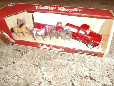 Newray Valley Ranch Red Dodge Pick Up Truck, Horses, Trailer Farm Ranch playset