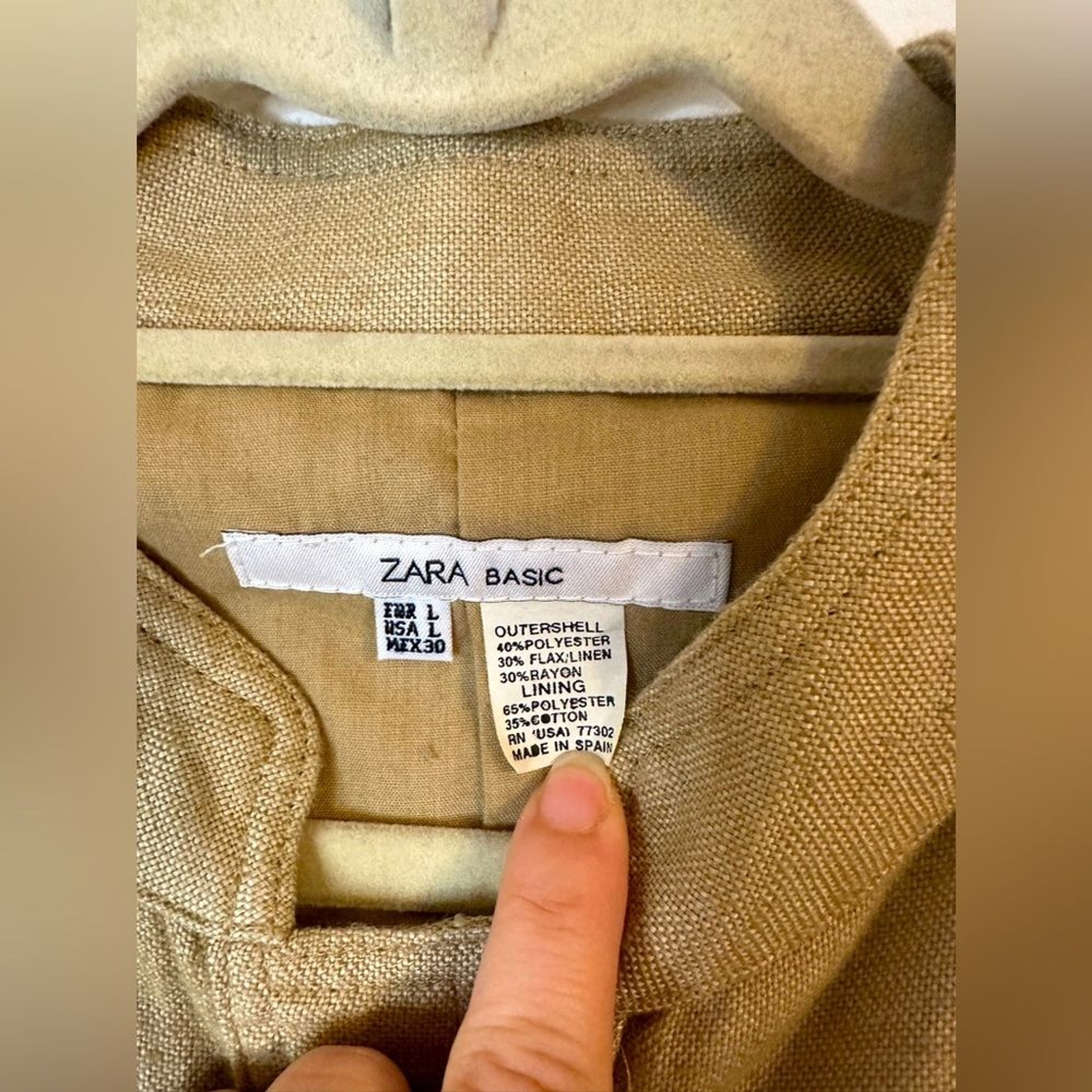 Zara Basic Linen Jacket Utility Jacket Size Large - image 2