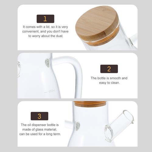 Bamboo Cap Oil Bottle Dispensing Glass Dressing Cooking Dispenser - Picture 8 of 12