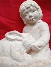 AUSTIN   ~   Clay Sculpture  " Girl  & Bunny"  : First Edition