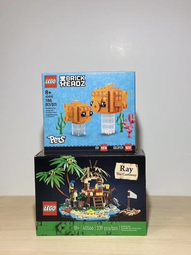 LEGO Combo: Ray the Castaway (40566). Lego Brickheadz Pets: Goldfish & Fry 40442