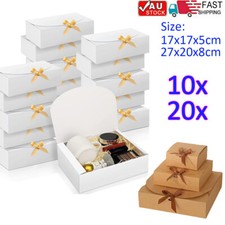 Large White Kraft Cardboard Gift Cake Box Presents Package Boxes with Lid Ribbon