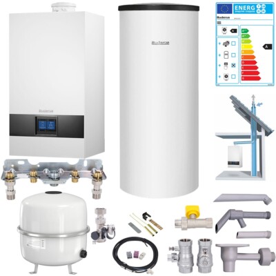 Buderus Paket GB172i.2 Gas-Brennwerttherme 15kW 2E Speicher 160L u. 10 m Schacht