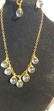 Artisan Vintage Schoolyard Clear Bubbly Marble Necklace 18" Earring Set Lights 