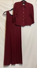 Chaqueta de Vestido Largo Wild Rose De Colección 6 Petite 6P Vino Tinto 2 piezas Bemberg Rayón Usada en Excelente Condición EE. UU.