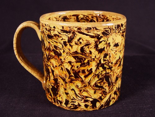 MUY RARA TAZA 1830 JASPEADA ÁGATA MOCA MOCHA MERCANCÍA AMARILLA COMO NUEVA - Imagen 4 de 6