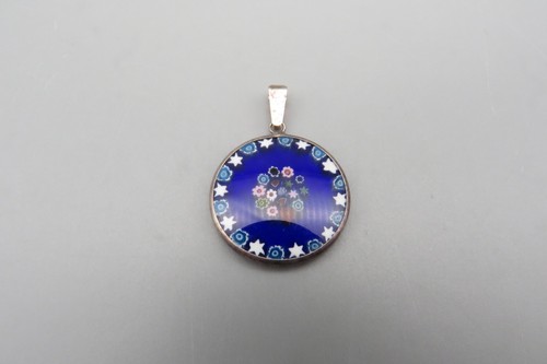 Vtg. Milleriori Glass Pendant with Hearts, Stars, Florals sterling silver 925 - Picture 6 of 14
