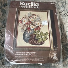 Vintage Bucilla Needlepoint Flowers With Planter 4259