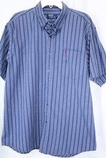 Polo Ralph Lauren Shirt Men XL Blue Striped Red Pony Short Sleeve Button Down