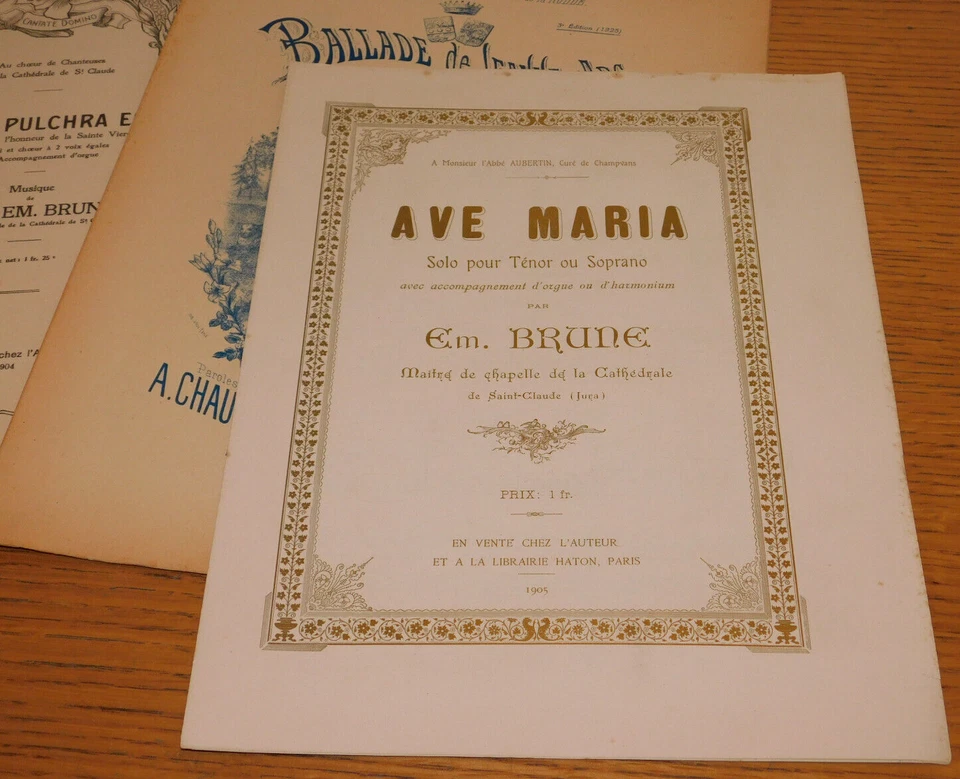 1905 AVE MARIA ancien PARTITION orgue EGLISE messe JEANNE D'ARC champvans BRUNE - Photo 2/4