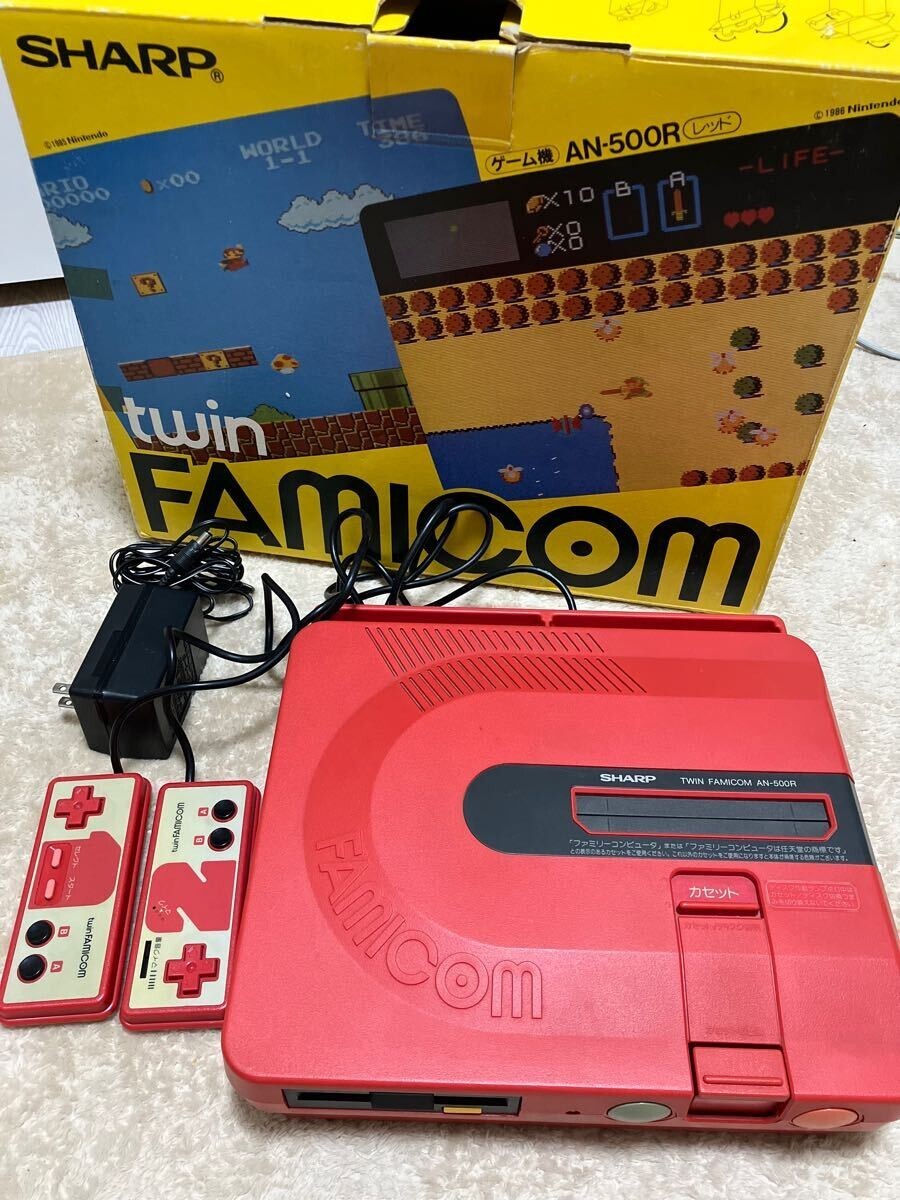 SHARP Twin Famicom AN-500R Red Game Console System Box Belt