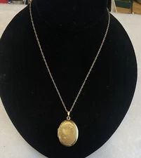 Vintage G.F. Heart Locket 18,” W/ Double Heart Design Etching Preowned