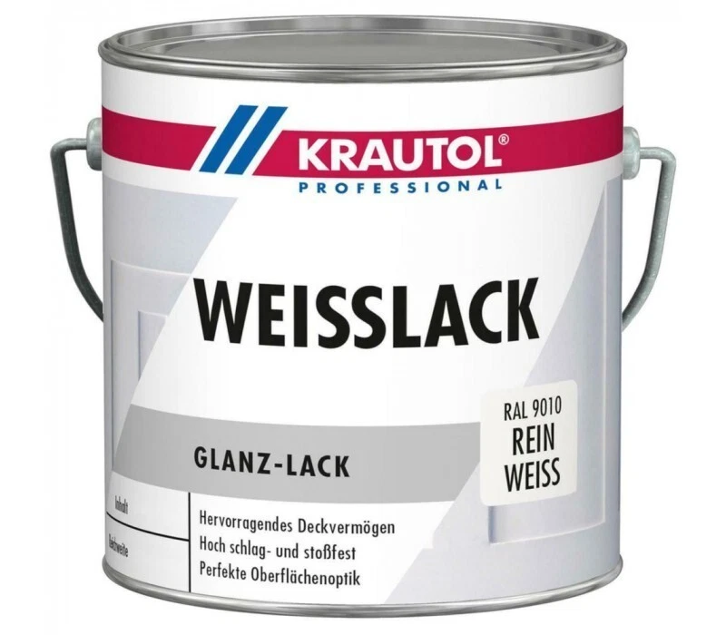 €13,98L 2,5L Krautol Weisslack Acryl glänzend schlagfest bestes Deckvermögen