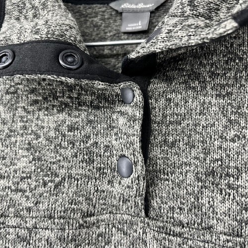 Eddie Bauer Fleece Pullover Snap Neck Sweater Gray Outdoorsy Hiking Women's L - Picture 3 of 8