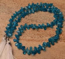 Natural Neon Blue Apatite 5x3 to 6x4 mm Size Smooth Pear Beads Strand 18"