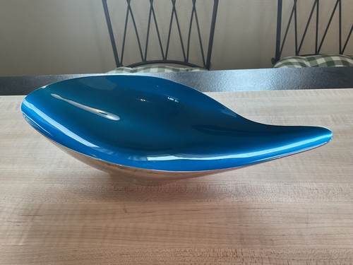 Vintage Reed & Barton Blue Enamel Dish Silverplate - Picture 2 of 7