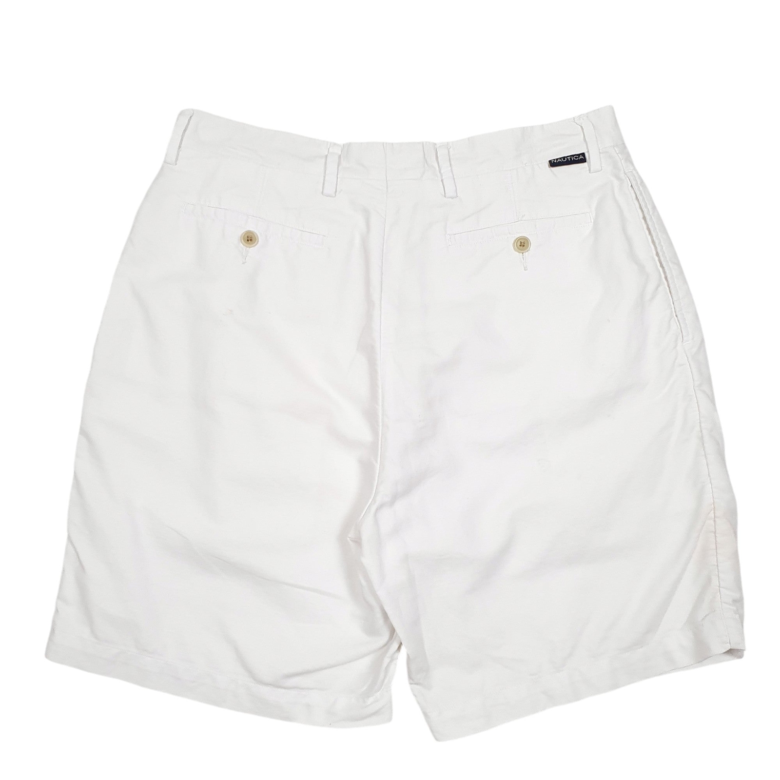NAUTICA Rigger Double Pleated Blend White Chino Cotton  &  Linen Shorts Mens W34 image 3
