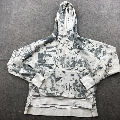 Nike Hoodie Womens Small Gray Geometric Splatter Embroidered