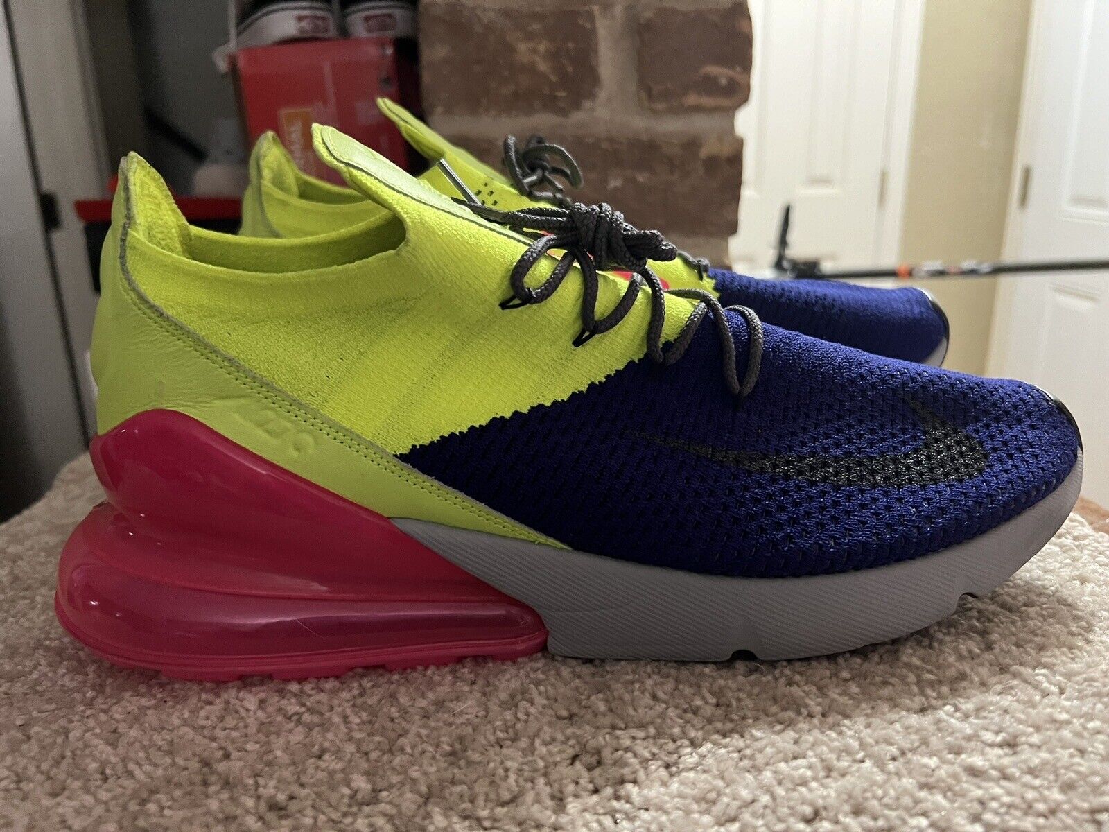 Size 13 - Nike Air Max 270 Flyknit Blue/Neon/Pink - image 1