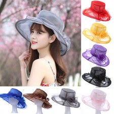 Women Wide Brim Sun Hat Wedding Tea Party Ladies Kentucky Derby Noble Church Cap