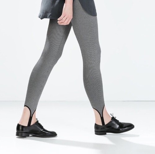 ZARA Ribbed Stirrup Ski Pants Leggings 
