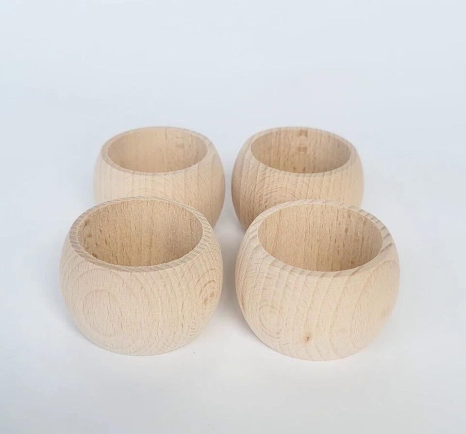 Wooden Round Napkin Rings ( 2 ), Set of 4, make of Natural Wood, - Unpainted - Image 3 of 4