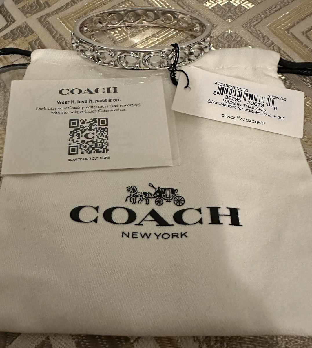 NWT! COACH NEW YORK SIGNATURE C HINGED BANGLE BRACELET
