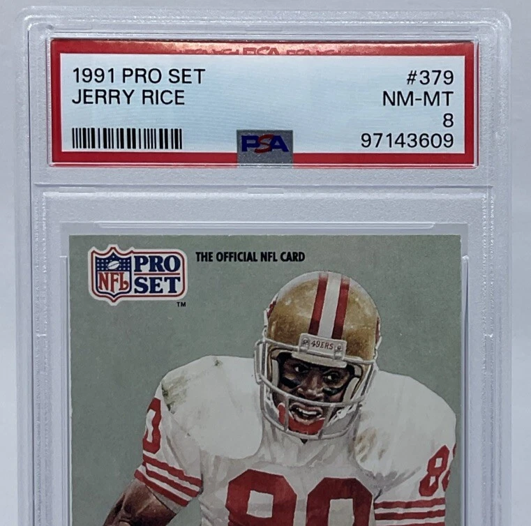 Jerry Rice PSA 8 -1991 Pro Set Portrait 'Art By Merv Corning' 49ers, Raiders - Imagem 2 de 4