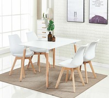 Jamie Dining Set | Lorenzo Dining Chairs 4 SET & White Halo Wooden Dining Table