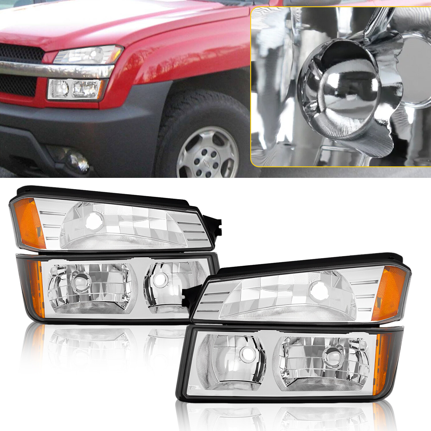 For 2002-2006 Chevy Avalanche Replacement Headlights Assembly Pair Clear Lens