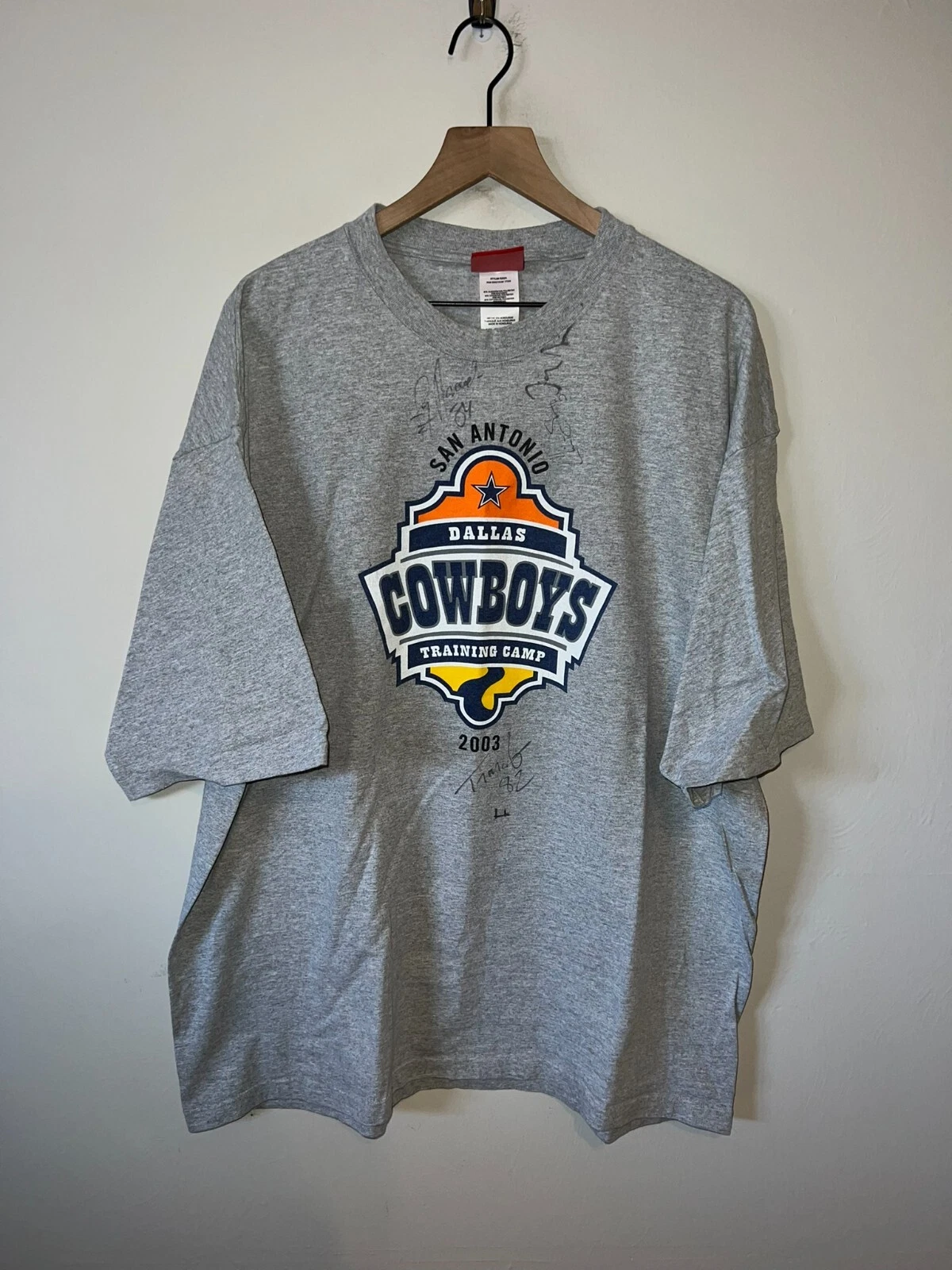 Vintage Dallas Cowboys Shirt Training Camp San Antonio Signed NFL Football Tee X