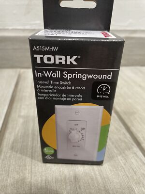 (C) NSi TORK Indoor Wire-In Spring Wound Countdown Timer White 15 Minute A515MHW
