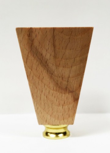 Lamp Finial-SOLID BEECH WOOD TAPERED RECTANGLE-W/Dual Thread Base-Polished Brass - Bild 3 von 6