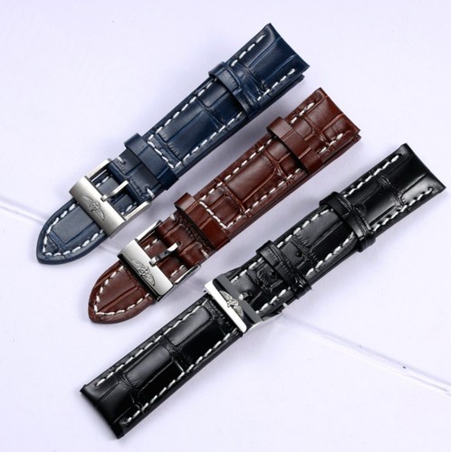 Breitling Leather Strap – 20mm 22mm 24mm – Black, Blue, Brown – Stainless Steel - Picture 5 of 13