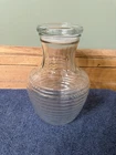 Vtg Anchor Hocking Glass Beehive Jar Ribbed Carafe & Lid. MCM, 64 Ounces.