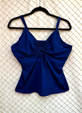Lands  End Size 16DDD Women  s Navy Blue Convertible Strap Tankini Top