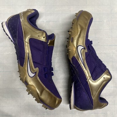 Purple And Gold Nike zoom rival Track And Field spike running Shoes. Size 9 