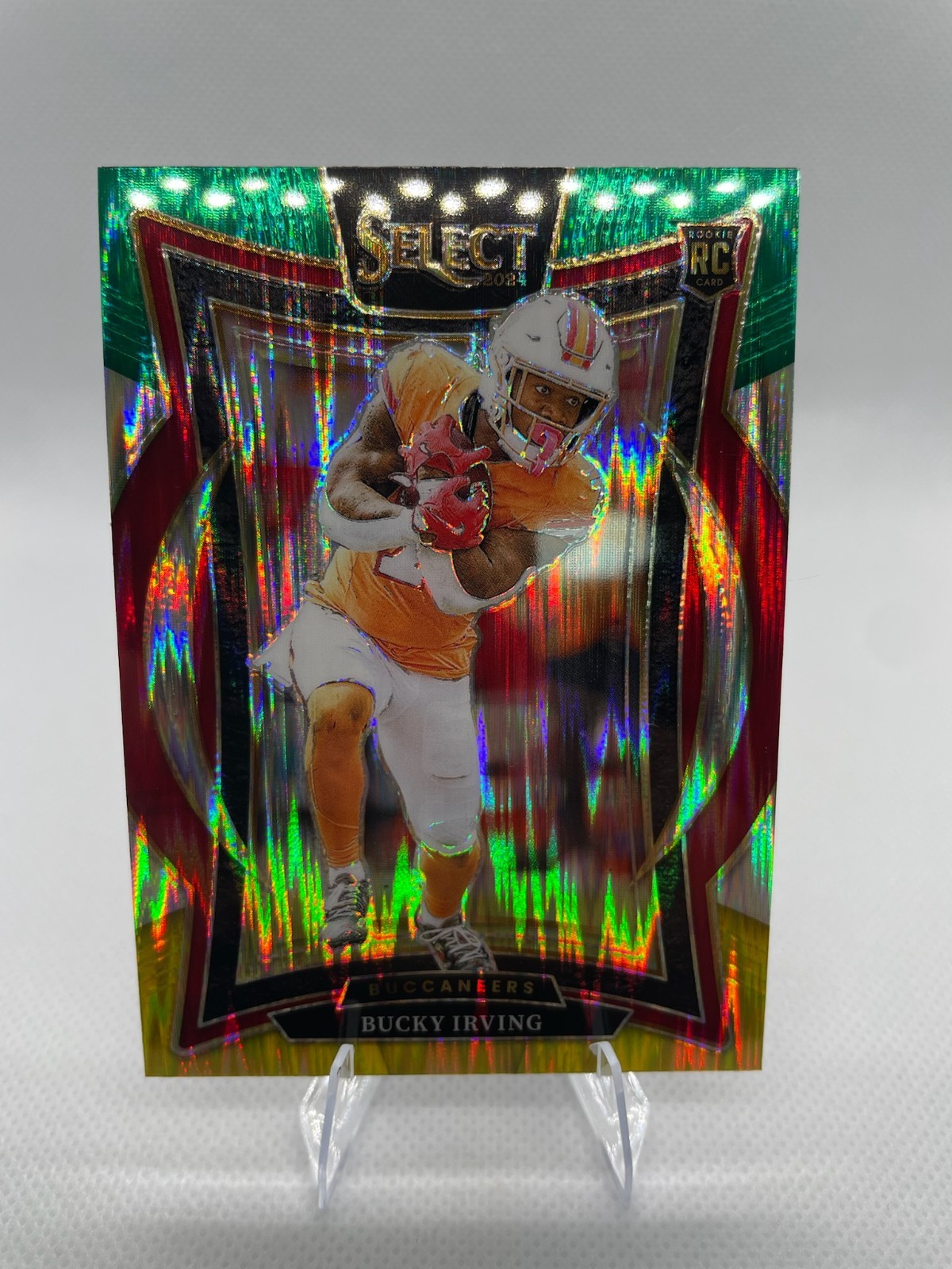 2024 Panini Select - Concourse Bucky Irving #4 Green & Yellow Shock Prizm (RC)