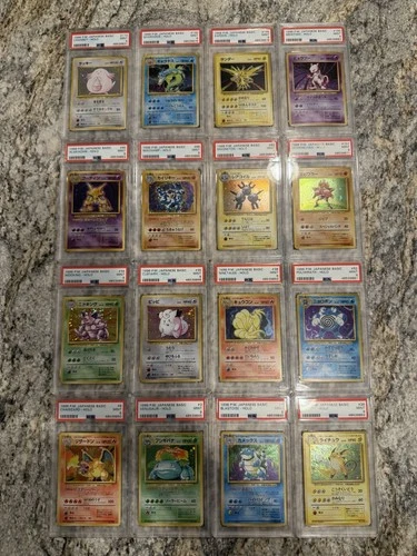 Complete PSA 9 1996 Base Set holo 16/16 Japanese Pokemon Cards. Charizard PSA9