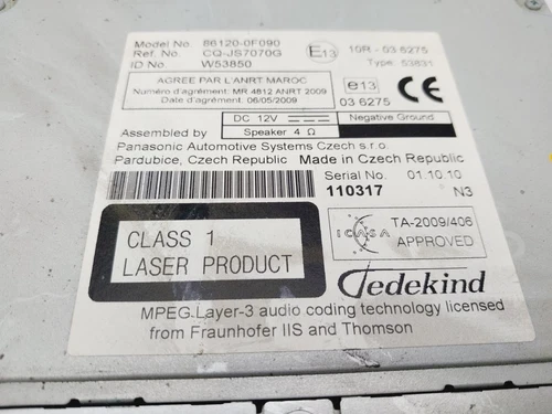 861200F090 Sistema Audio/Radio Cd para TOYOTA VERSO (AUR2/ZGR2) Active 9256010 - Imagen 4 de 10