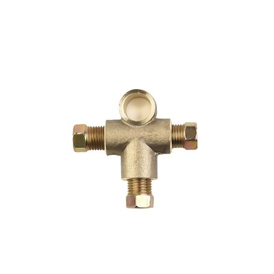 3 Way Brake T Piece Tee With 3 Male Nuts Short Union 3/16 Pipe 10mm X 1mm Pitch