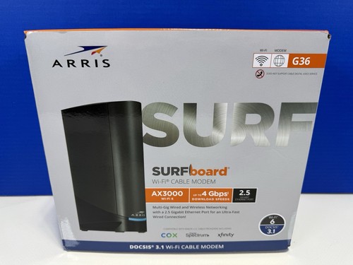 ARRIS SURFBOARD G36 DOCSIS 3.1 Wi-Fi 6 Cable Modem - Black, brand NEW Sealed