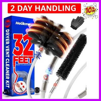 32 Feet Dryer Vent Cleaner Kit, Upgrade Flexible Lint Brush with Drill Attach...