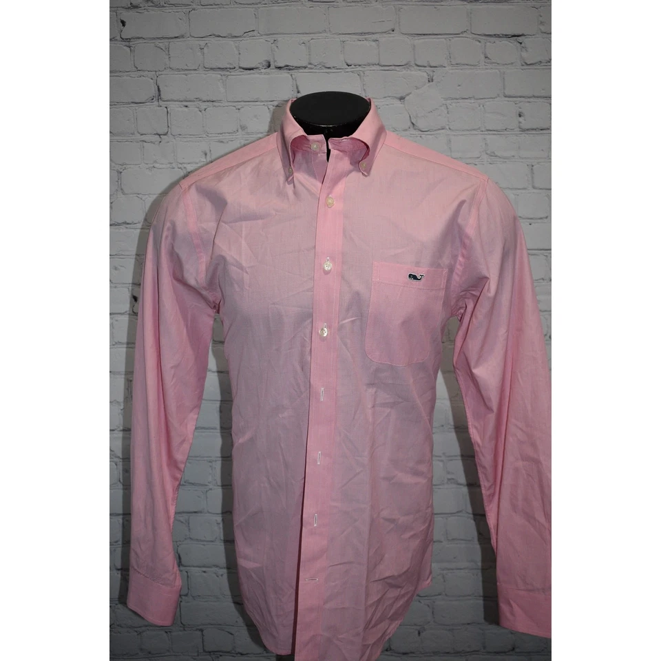 Vineyard Vines Dress Shirt Tucker Whale Mens Size Medium SLIM Pink Cotton - Image 2 of 4
